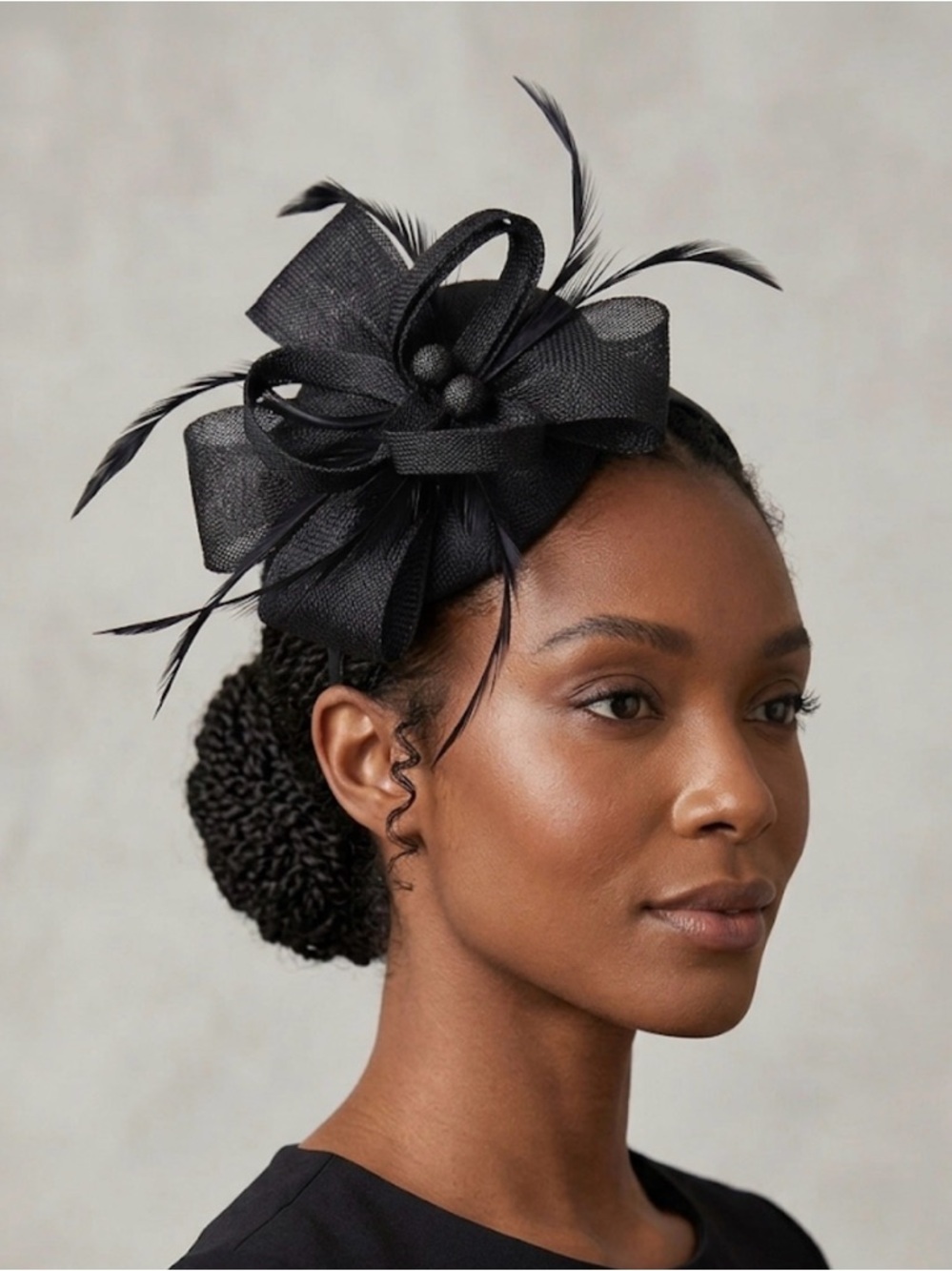 Elegant Black Feathered Fascinator Headpiece